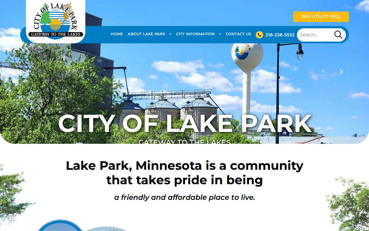 Lake Park warrant records page with city police and administration contact information